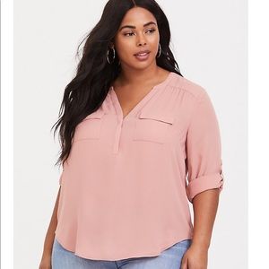 Torrid Harper Dusty Pink Georgette Pullover Blouse